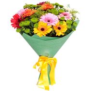 Якрий букет из гербер и хризантем