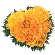 Heart of 27 yellow roses
