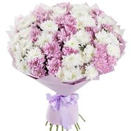 Букет из 17 разноцветных хризантем