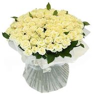 A huge bunch of roses from 101 white roses