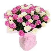 55 multicolored roses