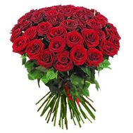 41 красная роза с зеленью