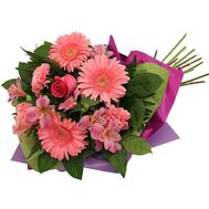 Букет из 3 гербер, 3 альстромерий, 3 гвоздик и 1 розы