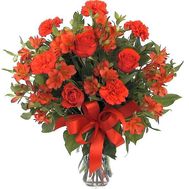 Букет из 3 роз, 9 альстромерий и 5 гвоздик