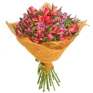 Букет из 10 альстромерий и 5 хризантем