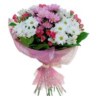 Букет из 4 кустовых роз и 5 хризантем