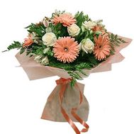 Букет из 7 гербер, 7 роз и 5 альстромерий