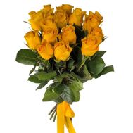 A bouquet of 13 yellow import roses