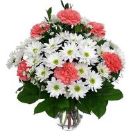 Букет из 6 хризантем и 7 гвоздик