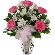 Букет цветов из 5 роз и 4 альстромерий