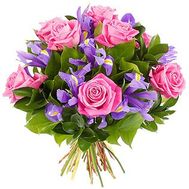 Bouquet of 12 irises and 7 pink roses
