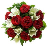 Букет из 9 роз и 3 лилий