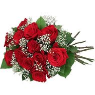 13 roses with gypsophila