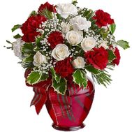 Bouquet of roses and carnations New Year