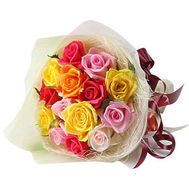 15 multicolored roses