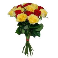 13 red and yellow roses