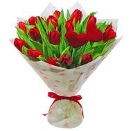 Букет из 21 красного тюльпана