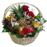 Basket with fruits and flowers