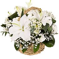 Basket of flowers from 10 carnations and 2 lilies