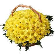 Basket of flowers of 19 chrysanthemums