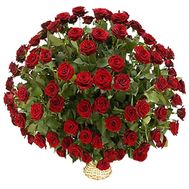 Корзина цветов из 101 красной розы