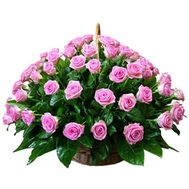 Корзина цветов из 75 роз