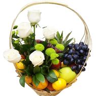 Basket with fruits and flowers