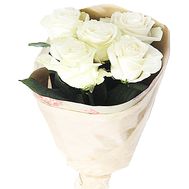 5 белых роз с оформлением