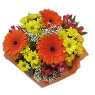 Букет из 3 гербер, 3 альстромерий и 3 хризантем