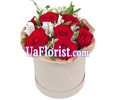 Коробка з троянд і альстромерій Коробка з троянд і альстромерій