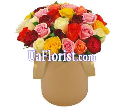 Multicolored roses in the box Multicolored roses in the box