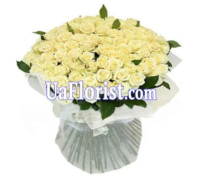 A huge bunch of roses from 101 white roses A huge bunch of roses from 101 white roses