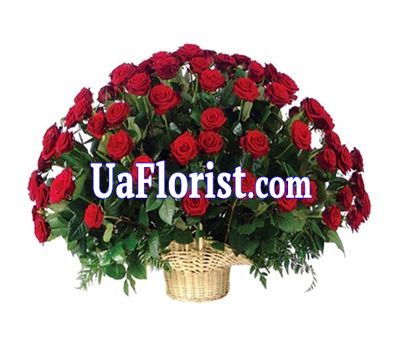 Корзина цветов из 75 роз Корзина цветов из 75 роз