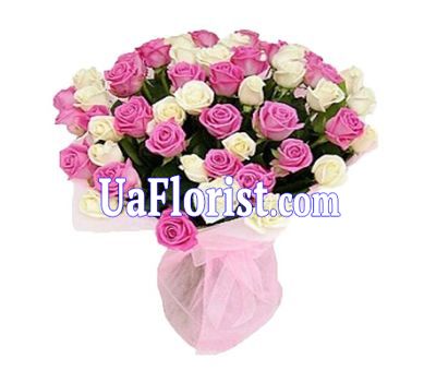 55 multicolored roses