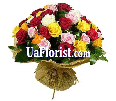 55 multicolored roses