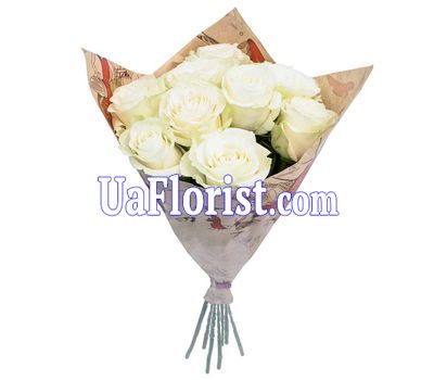 9 белых роз с оформлением 9 белых роз с оформлением
