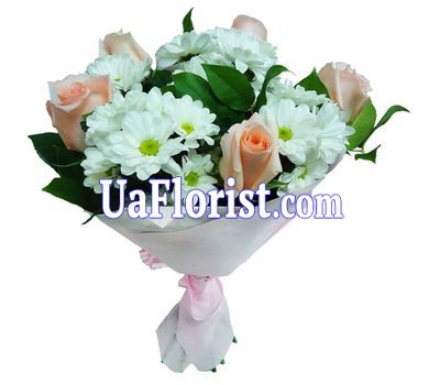 Bouquet of 5 roses and 4 chrysanthemums