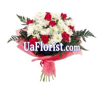 Bouquet of 7 roses and 4 chrysanthemums Bouquet of 7 roses and 4 chrysanthemums