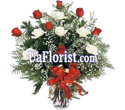 Bouquet of roses and fir-trees - Christmas tree Bouquet of roses and fir-trees - Christmas tree