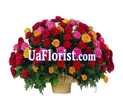 Корзина цветов из 101 розы Корзина цветов из 101 розы