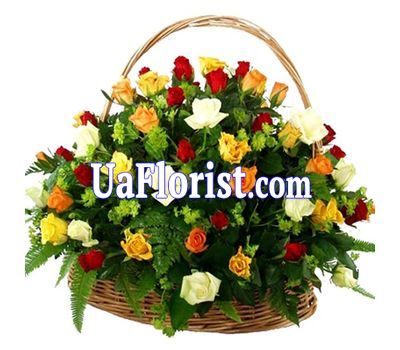 Basket of flowers from 51 roses Basket of flowers from 51 roses