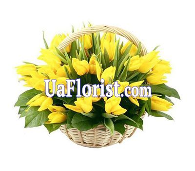 Кошик з 45 жовтих тюльпанів Кошик з 45 жовтих тюльпанів