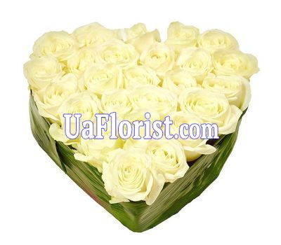 Heart of white roses
