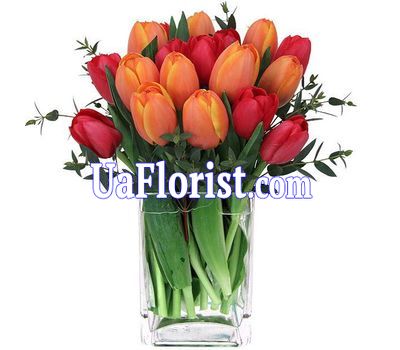 Composition in a vase:19 tulips Composition in a vase:19 tulips
