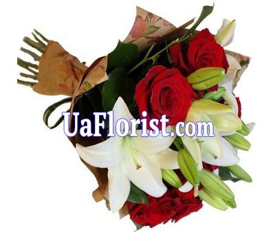 Букет из 7 роз и 2 лилий