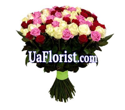 75 разноцветных роз 75 разноцветных роз