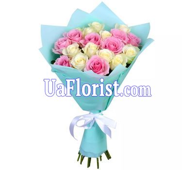 19 білих і рожевих троянд 19 білих і рожевих троянд